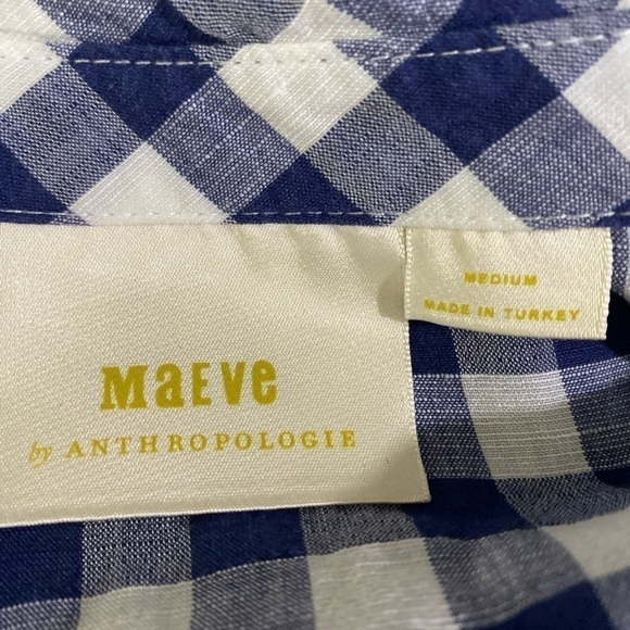 Maeve Anthropologie Flounce Gingham Buttoned Down Blouse Top - Picture 8 of 10
